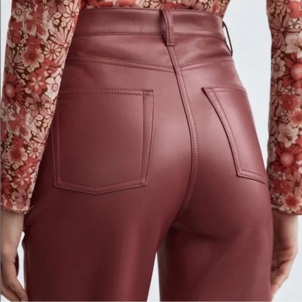Wilfred The Melina™ Super High-Rise Pant Vegan Leather Burgundy Red- 16 - Picture 5 of 15